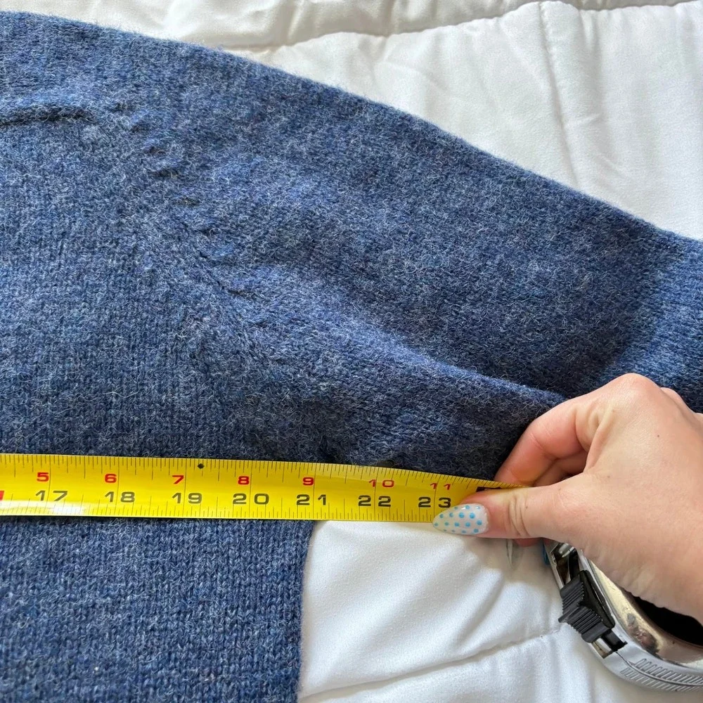 Vintage Chaps Ralph Lauren Mens Blue Shetland 100% Wool Crewneck Sweater Medium